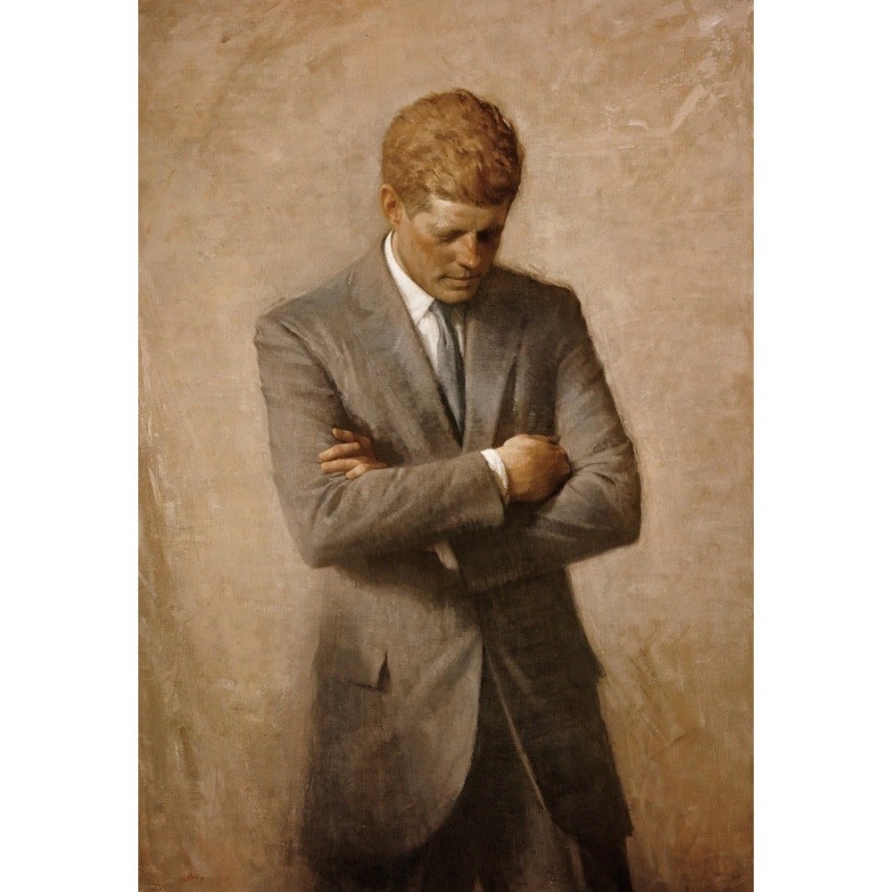 John F. Kennedy JFK by Aaron Shikler 1970 Wall Art Portrait Canvas Print 18"x12"